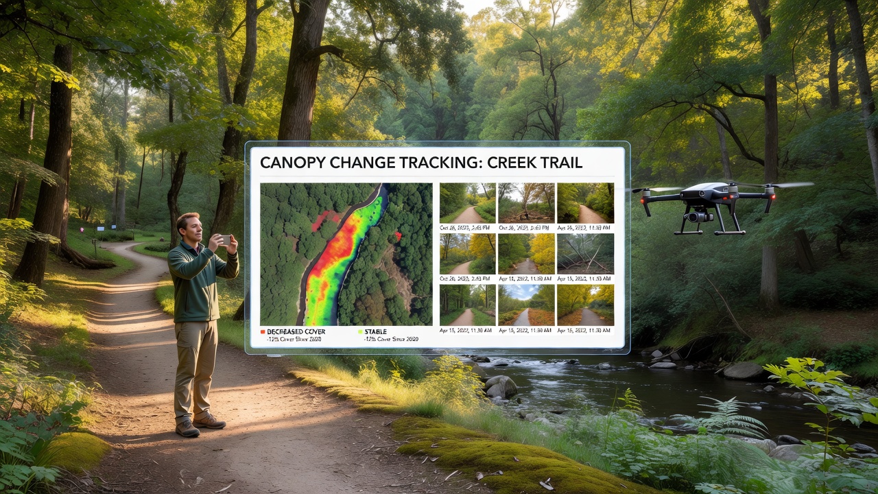 Tracking Changes in Creek Trail Canopy Cover with Drone Surveys and Citizen Photo Submissions