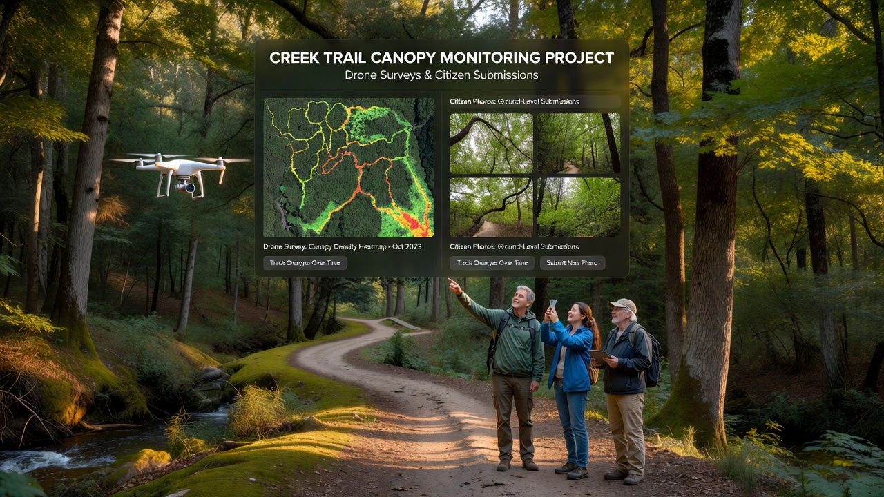 Citizen scientist submitting trail photos for canopy monitoring project